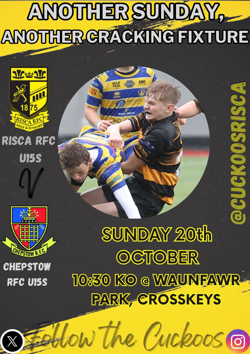 This Sunday the #youngcuckoos host <a href="/ChepstowRFC_MJ/">Chepstow RFC Mini & Juniors</a>. Looking forward to another tough battle. Hoping this rain does one…🤞<a href="/RiscaRFCMandJ/">RiscaRFCMini&Junior</a> <a href="/RiscaRugby/">Risca RFC</a> <a href="/RCCS_Rugby/">RCCS Rugby 🏉</a>