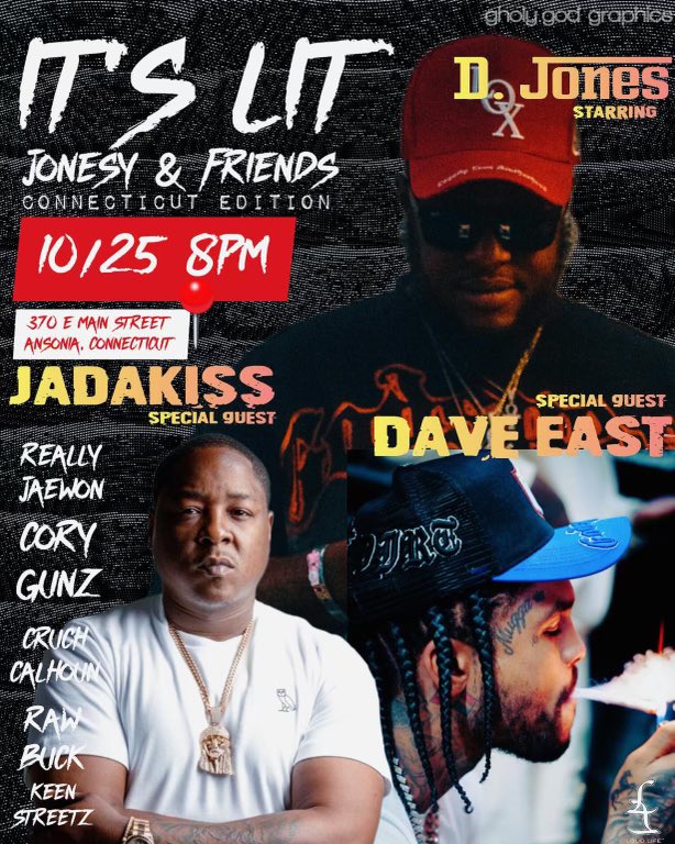 It’s lit! Jonesy &amp; Friends 10/25. I ll be performing live alongside <a href="/Therealkiss/">JADAKISS</a> , <a href="/DaveEast/">Dave East</a> , <a href="/Djones215_/">D.Jones</a> and a bunch of other dope artist. Tickets on sale now. Click the link below eventbrite.com/e/d-jones-frie…