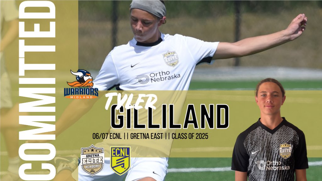 GretnaEliteAcad's tweet photo. Now โก๏ธ Gretna East Griffon
Next โก๏ธ Warrior
Gretna, NE ๐ Fremont, NE
Congratulations to Tyler Gilliland (06/07B ECNL) for verbally committing to Midland University ๐
We are proud of you Ty ๐
Always. Be. More.
#GEAECNL #ClassOf2025
#NextLevelBound #DestinationNextLevel https://t.co/KSS8FItfnY