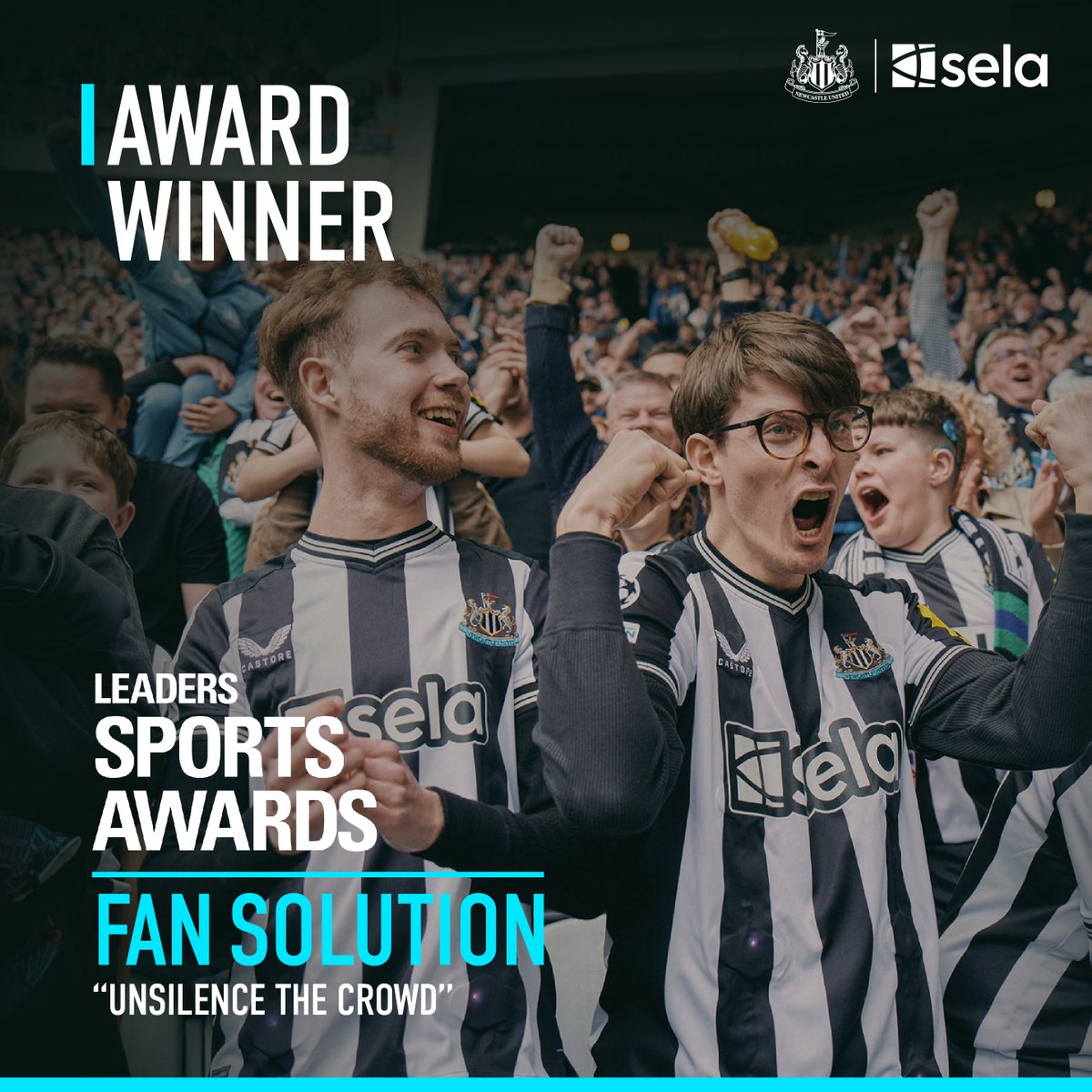 Sela has won one of the sport industry’s biggest accolades – a Leaders Sports Award – for our spectacular ‘Unsilence the Crowd’ campaign! 🏆

Proud to work with <a href="/NUFC/">Newcastle United</a> to enhance matchday experiences for the Deaf community, making football more inclusive. Thank you to <a href="/LeadersBiz/">Leaders Business</a>