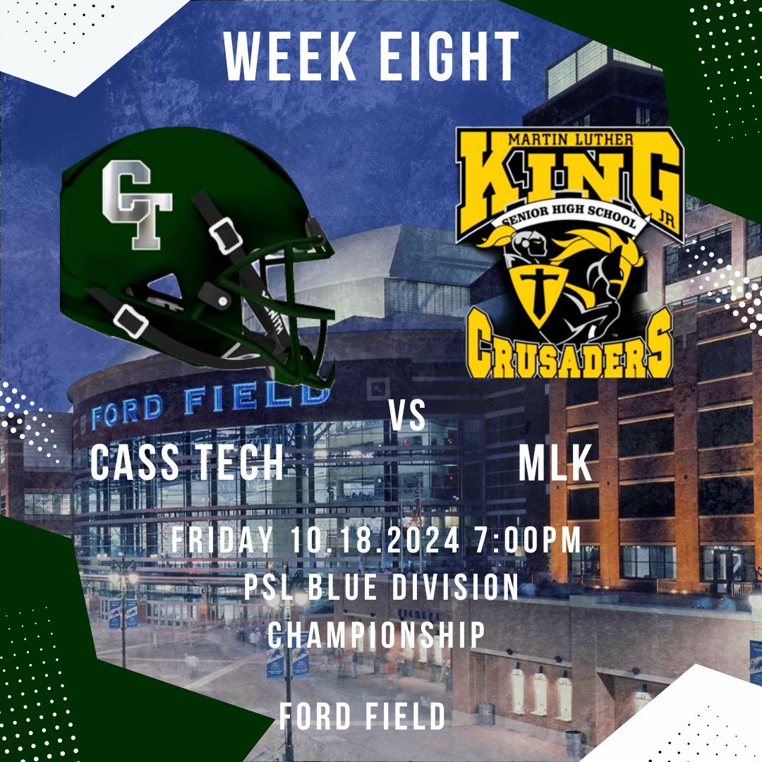 Detroit_CTFB's tweet image. On Friday, we will play MLK for the PSL Blue Division Championship. Kickoff is set for 7pm at @fordfield. Tickets are $10 and can be purchased at the Ford Field box office on the day of the game. @ThePrep3 will be livestreaming the game on YouTube. Please come out if you can!