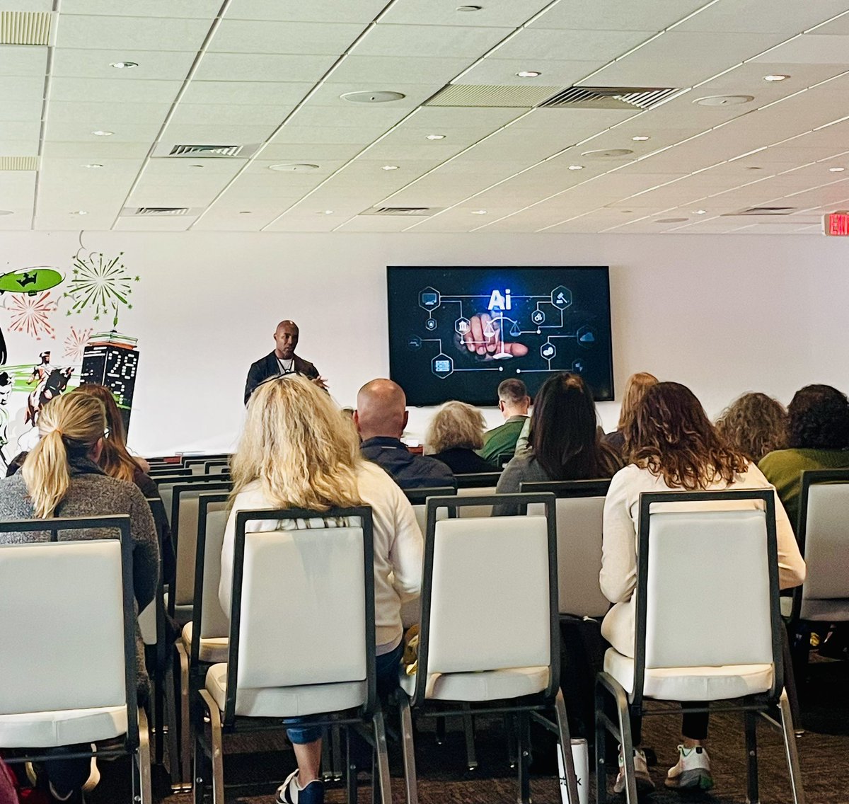 Learning with <a href="/k_shelton/">Ken Shelton</a> this morning in Red Level Suite 10 is where it’s at! How do AI systems work? This is not a new concept. How we understand it and apply a critical lens to leverage its use in ethical and responsible ways is evolving. #MassCUE