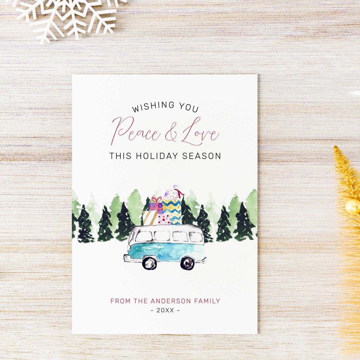 DesignsKristine's tweet photo. Spread holiday cheer with my brand new Christmas card, featuring a retro van illustration painted in watercolor! 🎨

Available now on Zazzle—grab yours and make someone's holiday extra special this year! https://t.co/g4O6uJ34Lt