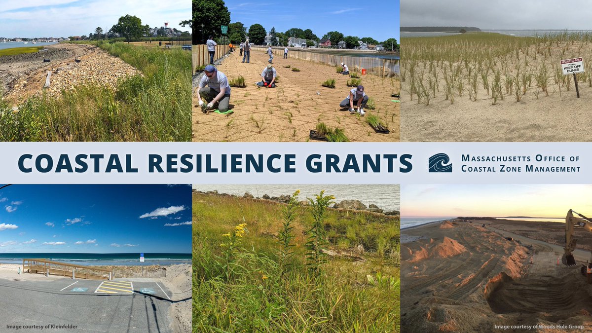 GRANTS AWARDED! Congratulations to the communities and nonprofits who today received $5.2 million in <a href="/MassCZM/">Mass CZM</a> grants for 16 innovative projects to build resilience and sustainability along the coast to address climate change impacts. For details, see: mass.gov/news/healey-dr…