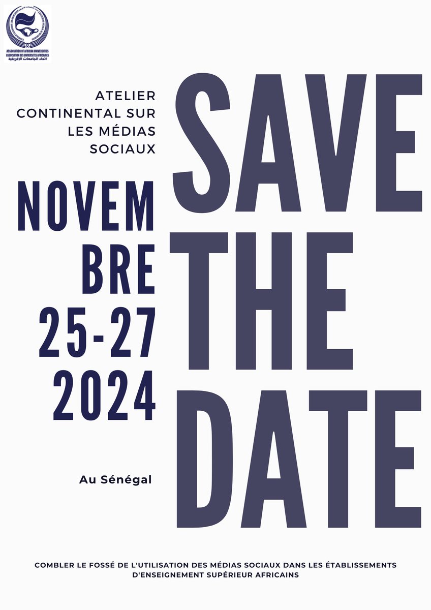 Inscrivez-vous et participez à l'atelier!
En savoir plus: tinyurl.com/mtdyrk98
Inscrivez-vous maintenant: forms.office.com/r/3jByKde5dT
Paiement ici: pay.aau.org/smcw-senegal-2…
#SocialMediaMarketing #AAUWorkshop