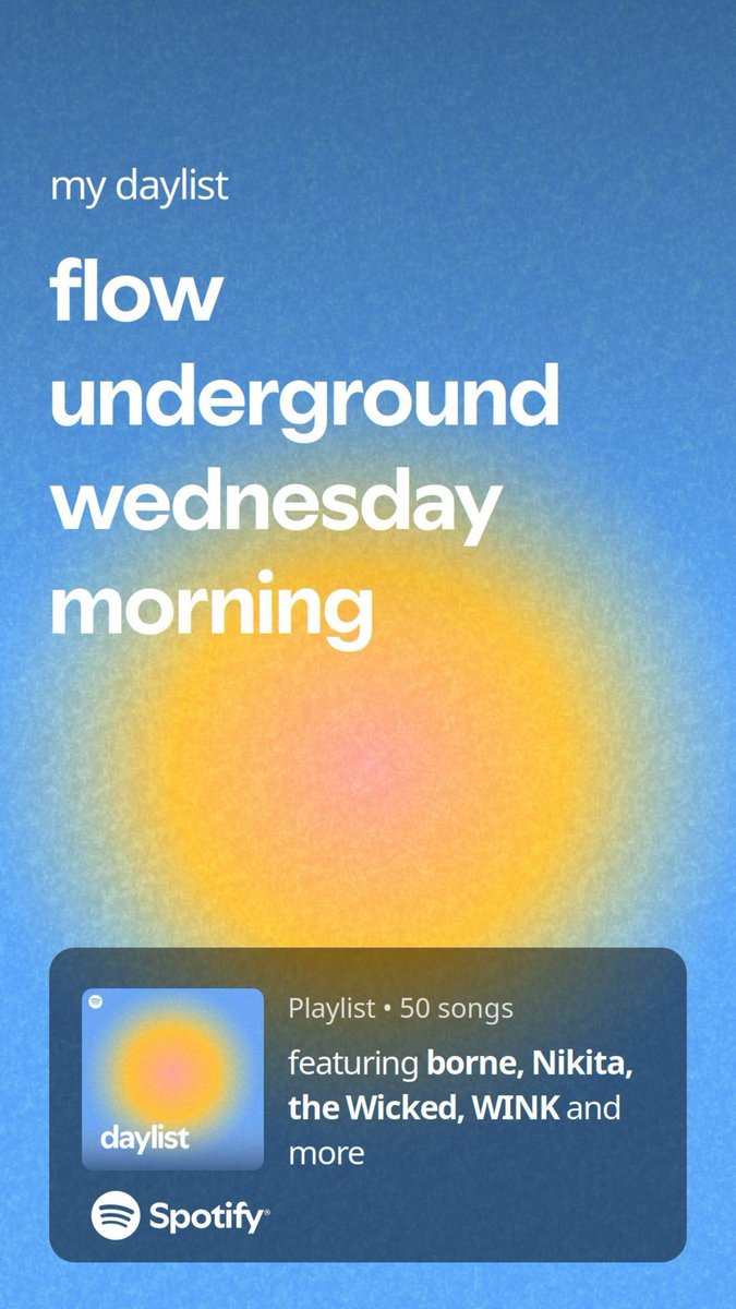my daylist right now: flow underground wednesday morning   open.spotify.com/playlist/37i9d…