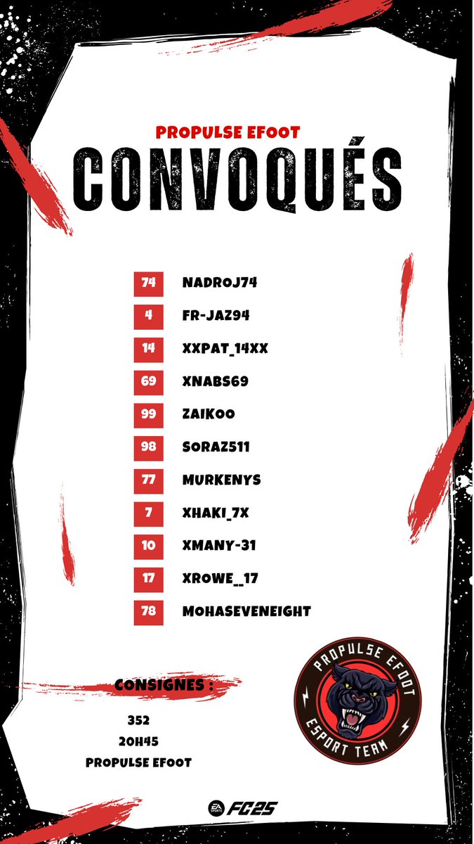 Composition  du soir pour nos 11 guerriers propulseurs bonne game à tous 🙂