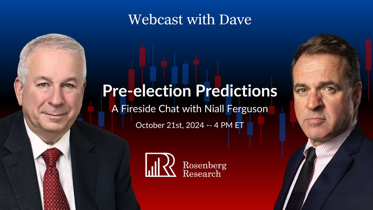 RR_Insights's tweet image. Join Dave on Monday, October 21st at 4 p.m. when he will be hosting a special webcast with legendary economic and political seer, Niall Ferguson @nfergus.
They will discuss the various scenarios regarding the November 5th election and how investors should be preparing their…