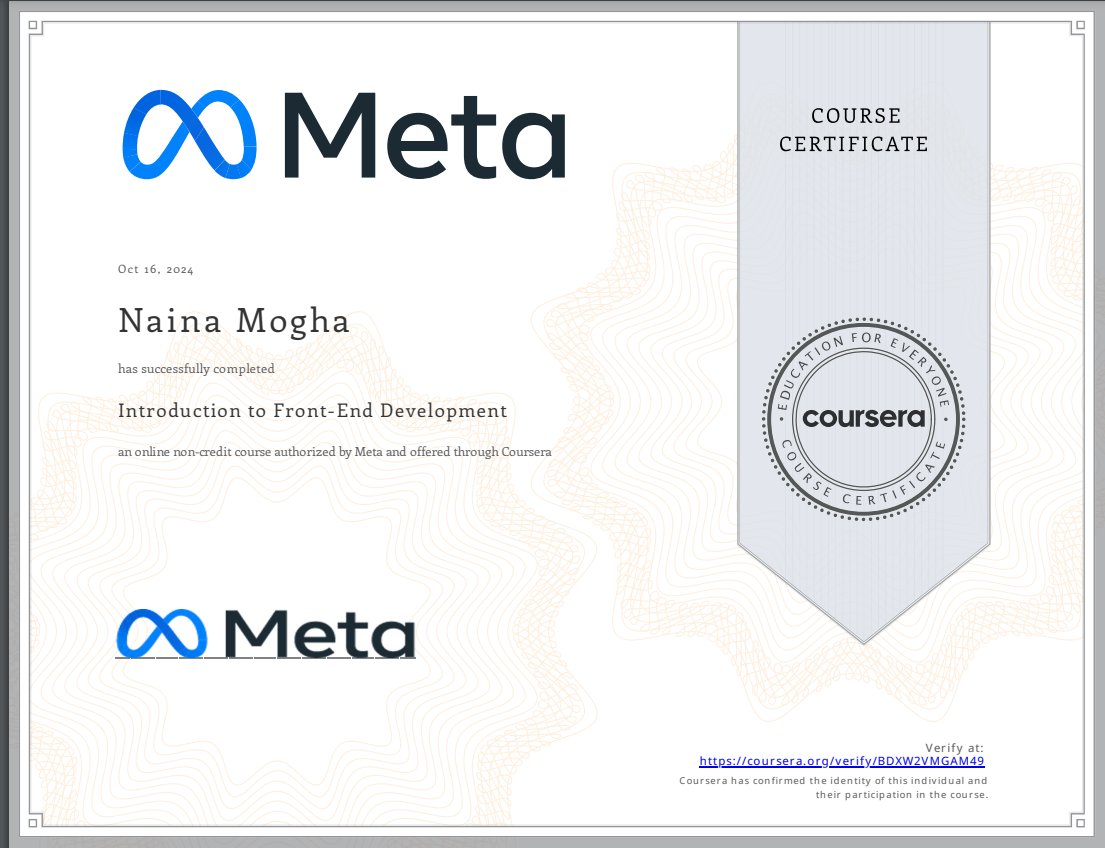 mogha_naina's tweet photo. I completed Introduction to Front-End Development! Check out my certificate https://t.co/ytzrvAEICT #Coursera https://t.co/r1vyQOgyvF