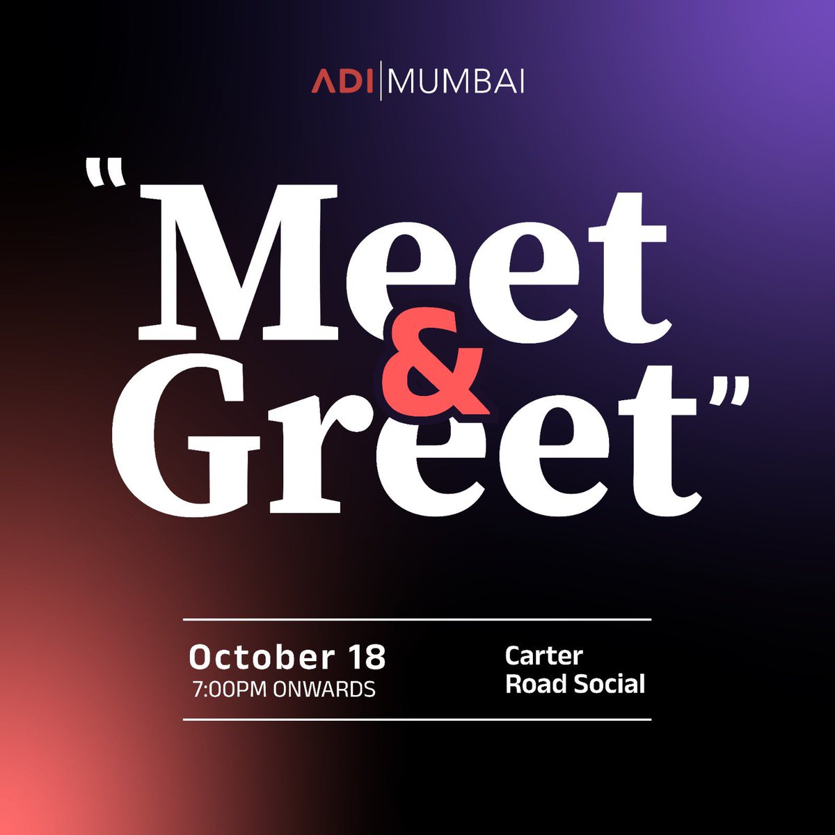 Creative heads of Mumbai- It’s time to make some noise again in the city and have our creative conversations flowing once again. 

Mumbai chapter get together Friday 18th Oct 7pm at Carter road social. 

#adi #associationofdeisgnersofindia #indiandesigncommunity #ADIMUM #MUMBAI