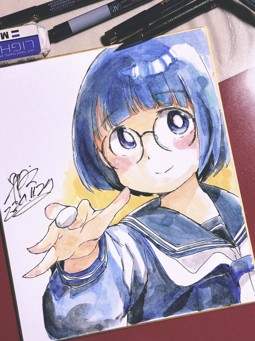 囲碁のイベント用(?)にミニ色紙を描きまくってる。あと1枚描かねば。。 