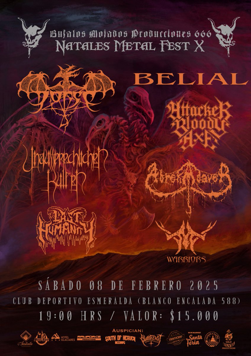 Bufalos666's tweet photo. Natales Metal Fest X
Sábado 08 de febrero 2025
@Kuartitem @oettinger_x @Miguelchp77 @MOTAHEAD666
#natalesmetalfestX #bufalosmojados #puertonatales #ultimaesperanza #patagonia #chile #warro #metalhead #metalchileno https://t.co/EiPZCcid6a