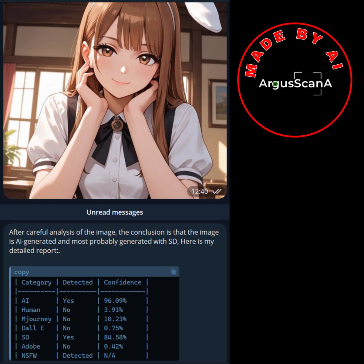 argus_ai's tweet photo. $GMIKA on $SOL earned the $ASAI badge for 100% AI art. @Mika_Raiba https://t.co/XnvLYo7BXN