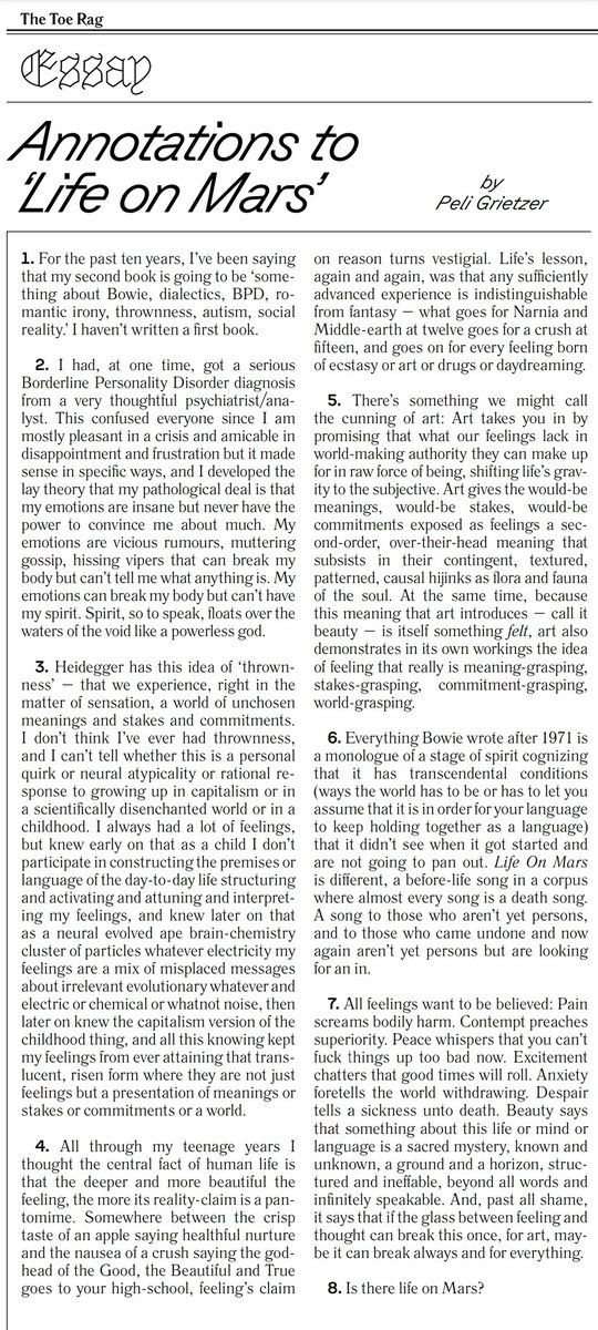 Peli Grietzer (@peligrietzer) on Twitter photo By popular demand, my Bowie-Hegel essay 'Annotations to Life on Mars' By popular demand, my Bowie-Hegel essay 'Annotations to Life on Mars'