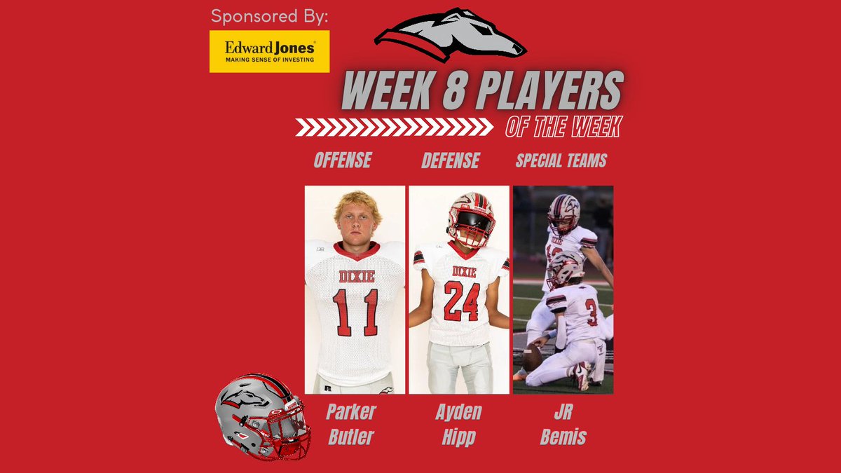 DixieHoundsFB's tweet photo. Congratulations to our Week 8 Players of the Week!

#dixiefootball2k24 https://t.co/GyETidQfeX