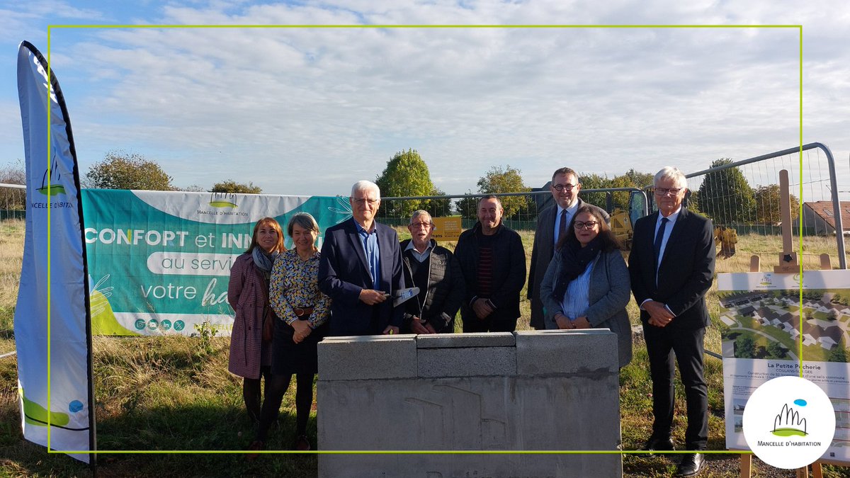 🧱​Pose de la première pierre de la résidence 𝓛𝓪 𝓟𝓮𝓽𝓲𝓽𝓮 𝓟ê𝓬𝓱𝓮𝓻𝓲𝓮 à Coulans-sur-Gée, projet exemplaire de 32 logements avec des enjeux cruciaux tels que la #solidarité, l'#environnement et l'#attractivité.