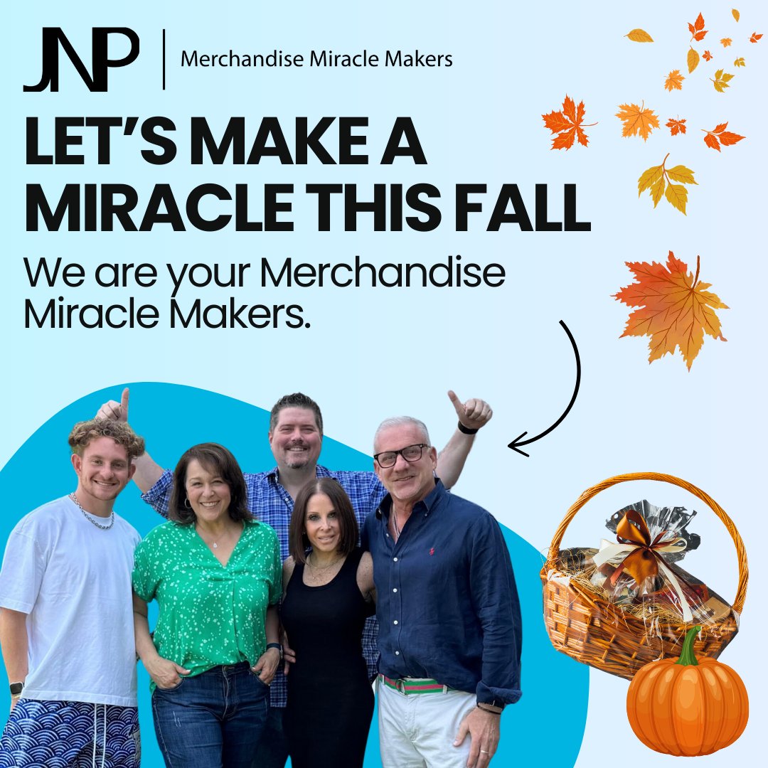 🍂 Let’s make a miracle this fall! 🍁 We are your Merchandise Miracle Makers, ready to elevate your brand with unforgettable custom merchandise. 🎁

#FallVibes #CustomMerch #JNPMerchandising #MerchandiseMiracleMakers