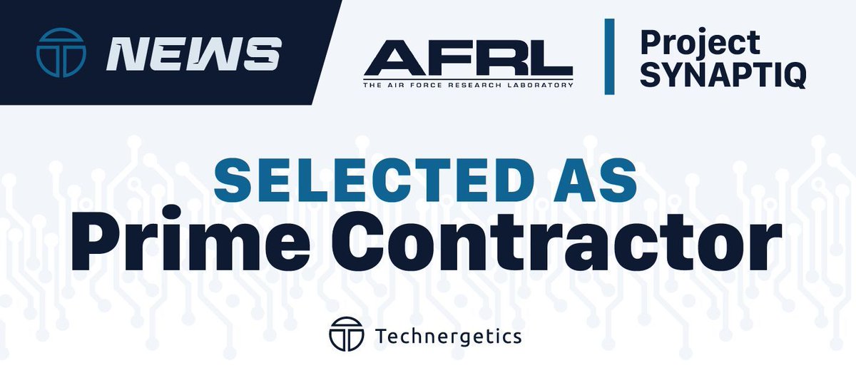 Exciting News! Technergetics has been selected as the Prime Contractor for Project Synaptiq, a five-year Quantum R&amp;D initiative with the Air Force Research Lab (AFRL), Information Directorate (RI). Stay tuned for more updates! #QuantumInnovation #AFRL #Technergetics