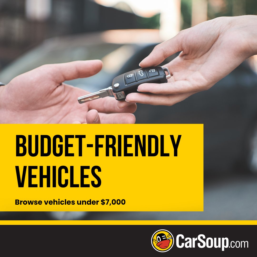 Looking for a budget-friendly ride? carsoup.com is the perfect place! Browse through a variety of used cars all under $7,000! 

Find your next ride today. bit.ly/3wQWIss