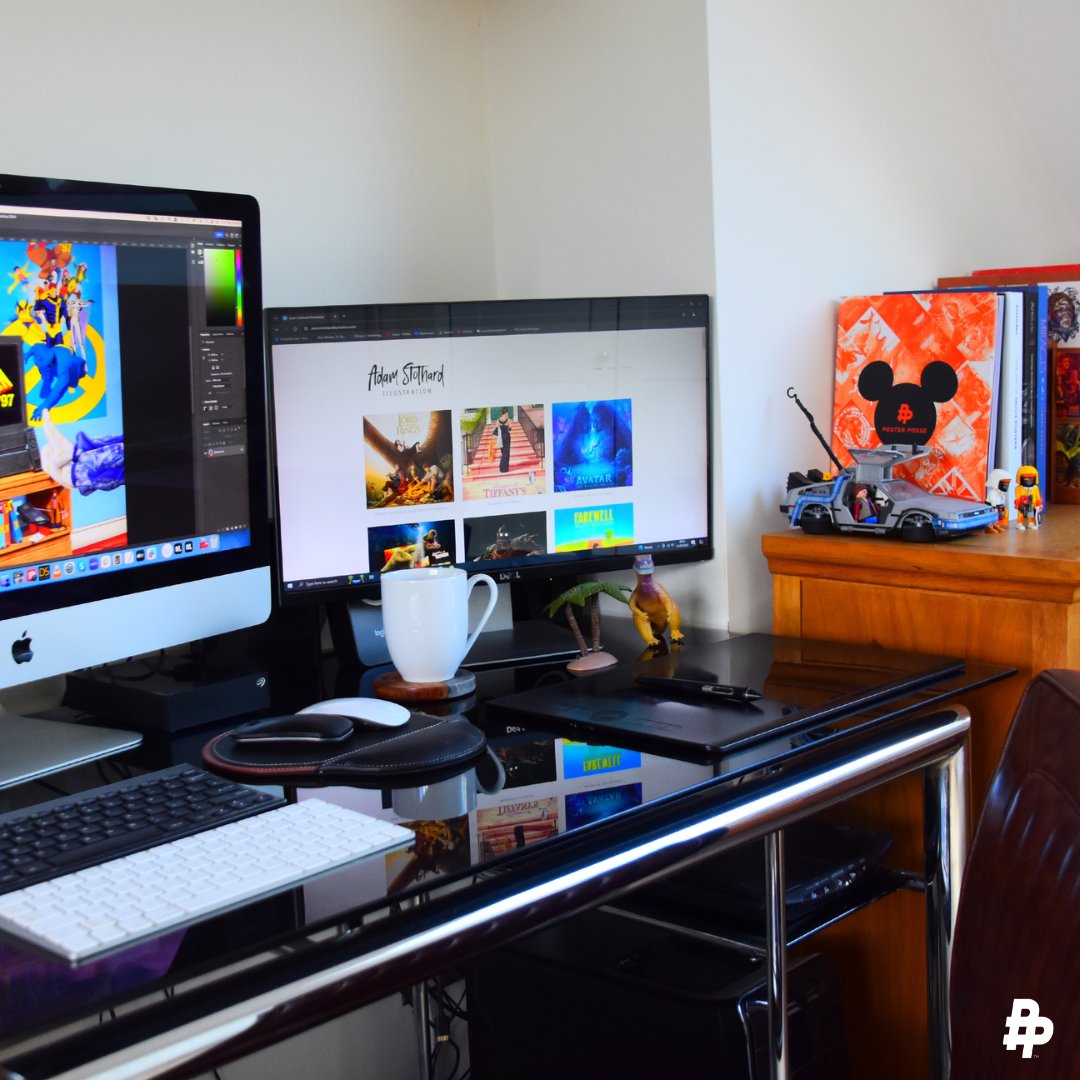 PosterPosse's tweet photo. Here's a sneak peak at the creative workspace of UK Poster Posse artist @adstothard. Nice to see that our limited edition, @disneystudios book has a prominent place there! #workspacewednesday https://t.co/g6tkWAx8WU
