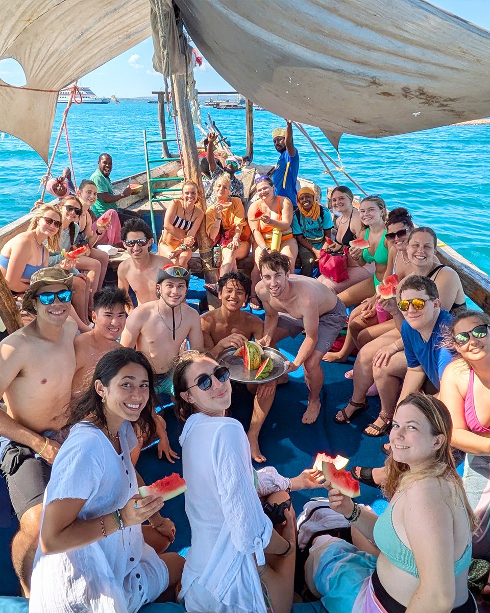 POV: You’re sailing on a traditional dhow boat, in the middle of the bright blue Indian Ocean, and eating fresh fruit with all of your new-found best friends.  🌊🍉 
.
.
You can experience this too. Apply online now with our link in bio 🔗