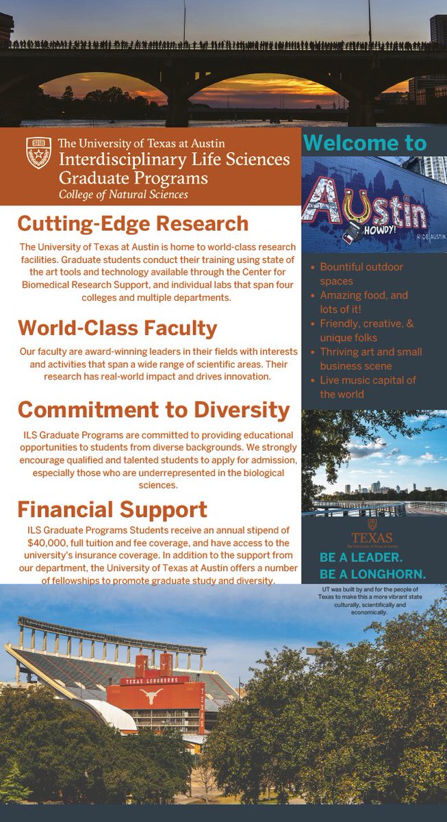 Applications are open for PhD students via our ILS graduate programs. Come have fun and do great science in Austin! ils.utexas.edu