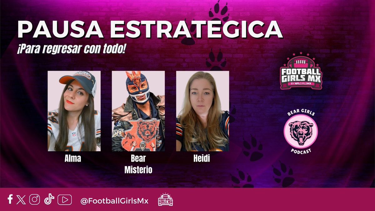 🐾 ¿Momento de hacer ajustes? 🐻🏈 

🎙️ El día de HOY estaremos en punto de las 🕕 6PM 🇲🇽 platicando EN VIVO con nuestro amigo <a href="/BearMisterio/">Bear Misterio🐻</a> en esta semana de bye week para nuestros #DaBears. 

¡No se lo pierdan!

🖥️ bit.ly/3NtOJpW

#FootballGirlsMx