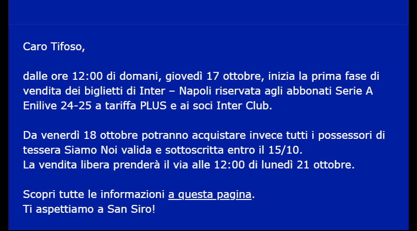 Ale_ssandra23's tweet photo. quindi per capire..ok che gli abbonati Plus hanno la vendita anticipata (che per me vuol dire prima di tutti gli altri), ma i BASE non hanno più nessun tipo di prelazione, per esempio su chi ha solo la TDF? NO SENSE #internapoli https://t.co/MVxjz03ewN