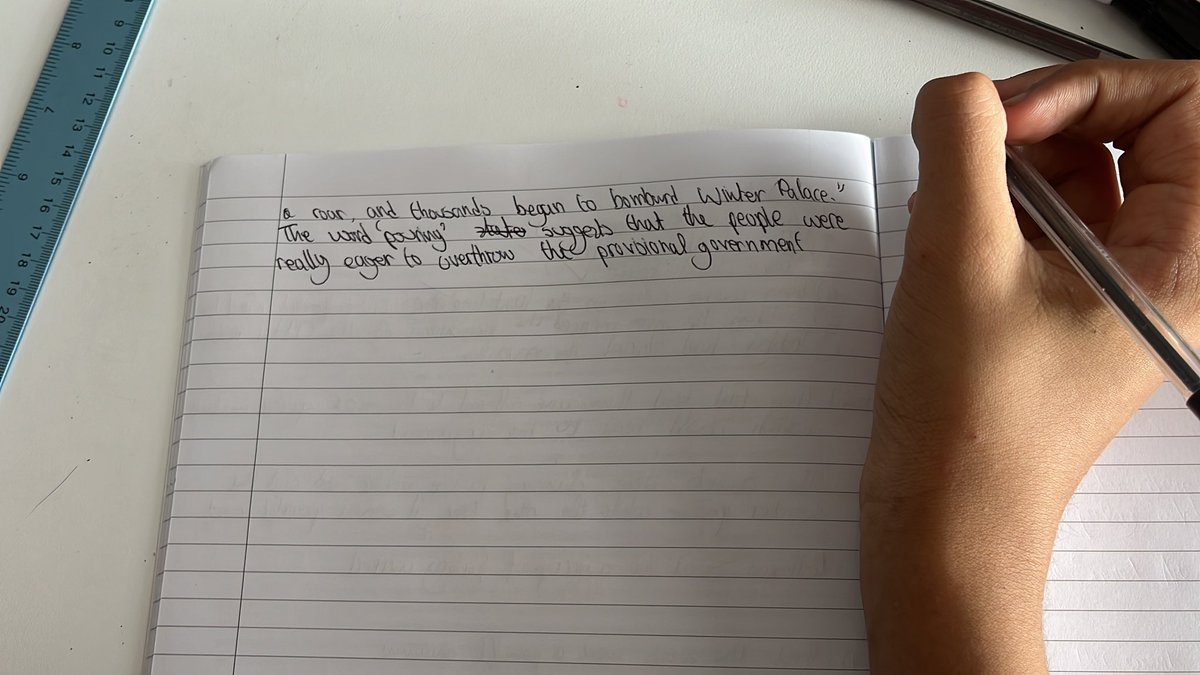MissJBelch's tweet photo. In Y9, we are studying interpretations of the Russian Revolution in 1917. Students have acquired lots of knowledge on the events before judging the historical works of Figes and Reed on the October Revolution! Super impressed with our wonderful students work  @HarrisSAEL https://t.co/YmuXc3qn9I