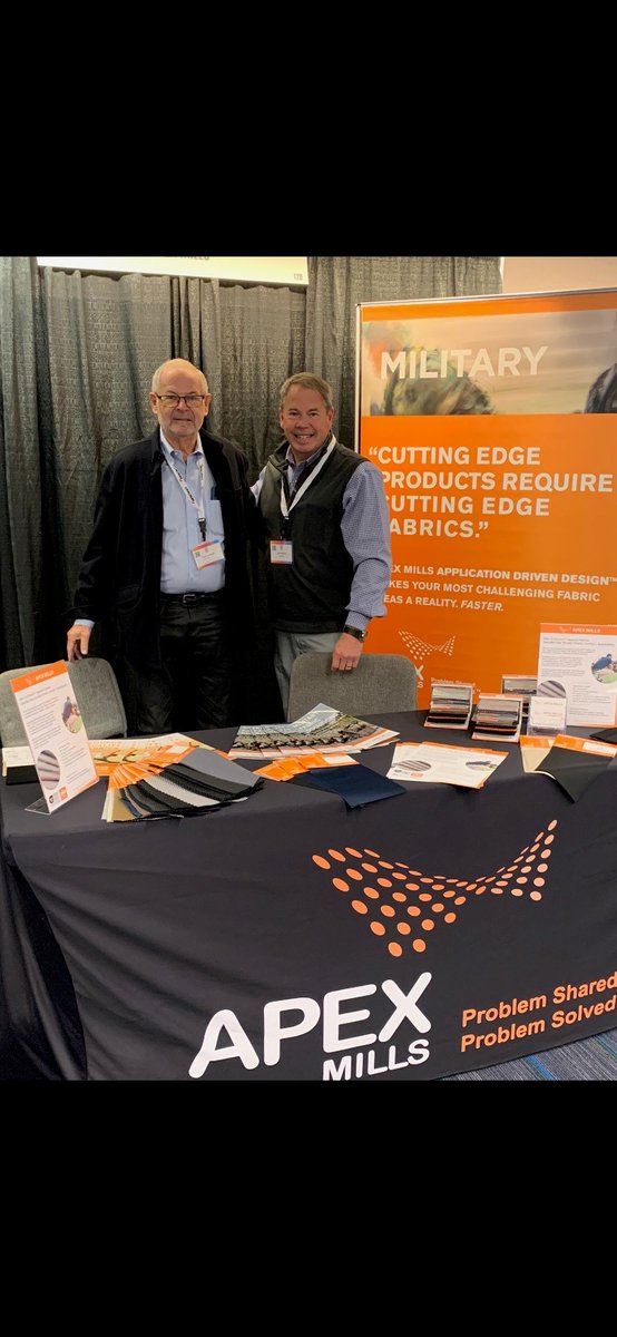 Apex Mills’ textile experts Simon Krawczyk and John McMichael showcase USA-made mesh, netting, stretch, 3D spacers, warp and circular knit fabrics with specific properties &amp; treatments Booth #120 –  NIB/NAEPB Expo today - Hyatt Regency Crystal City@ Reagan National Airport.