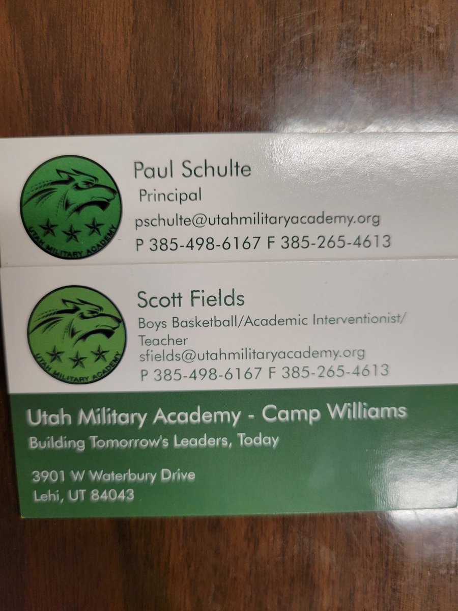 Utah Military Academy in Lehi - Camp Williams Campus has a tremendous administration.  We have a kind and wonderful faculty and support staff.
Our Leadership/Core Values are second to none. We create a safe and comfortable learning 
Reach out to us for a tour.
#coachscottfields