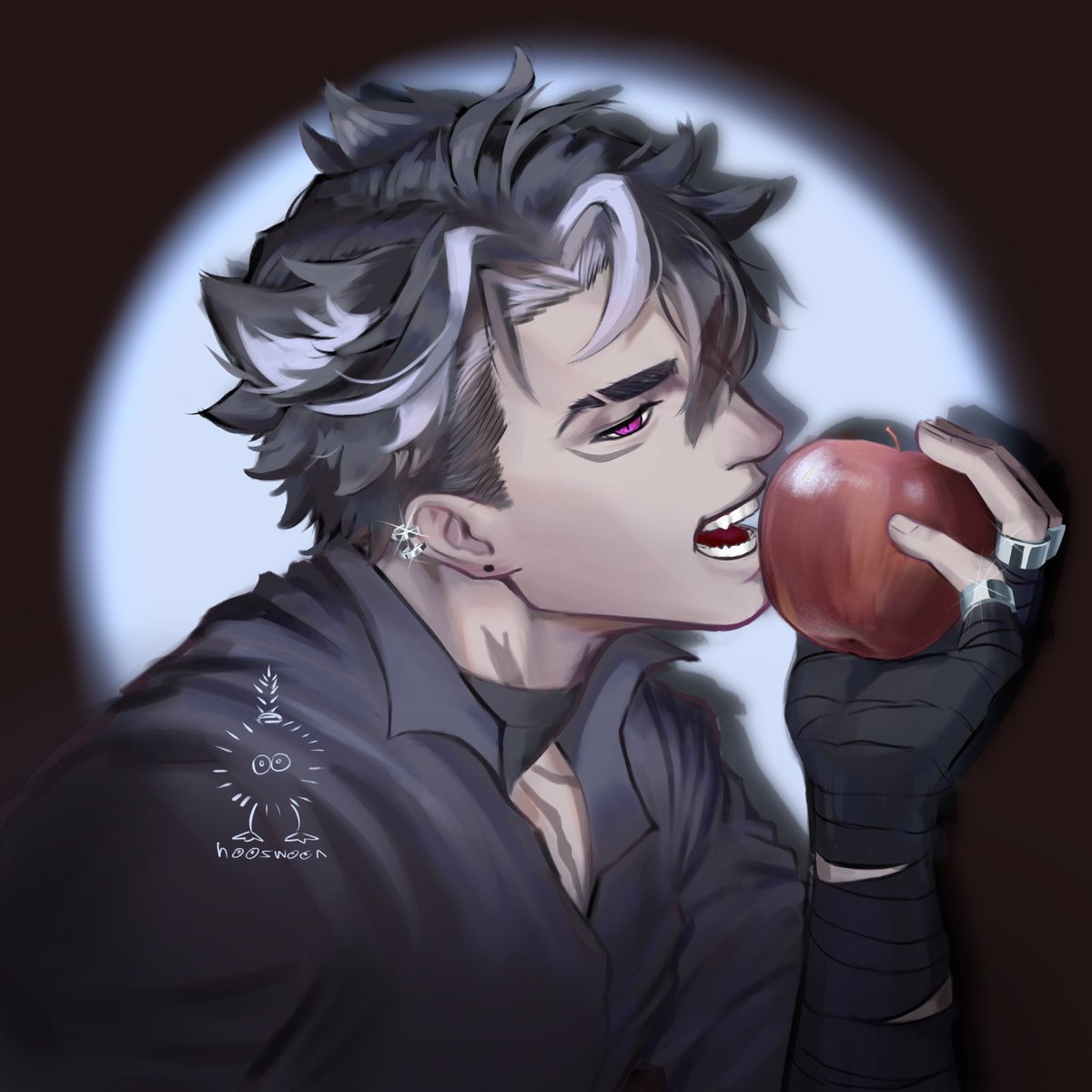 hooswoon's tweet photo. apple of my eye 🍎👁️ #Wriothesley #GenshinImapct #Genshinfanart https://t.co/AJG5LlDb0B