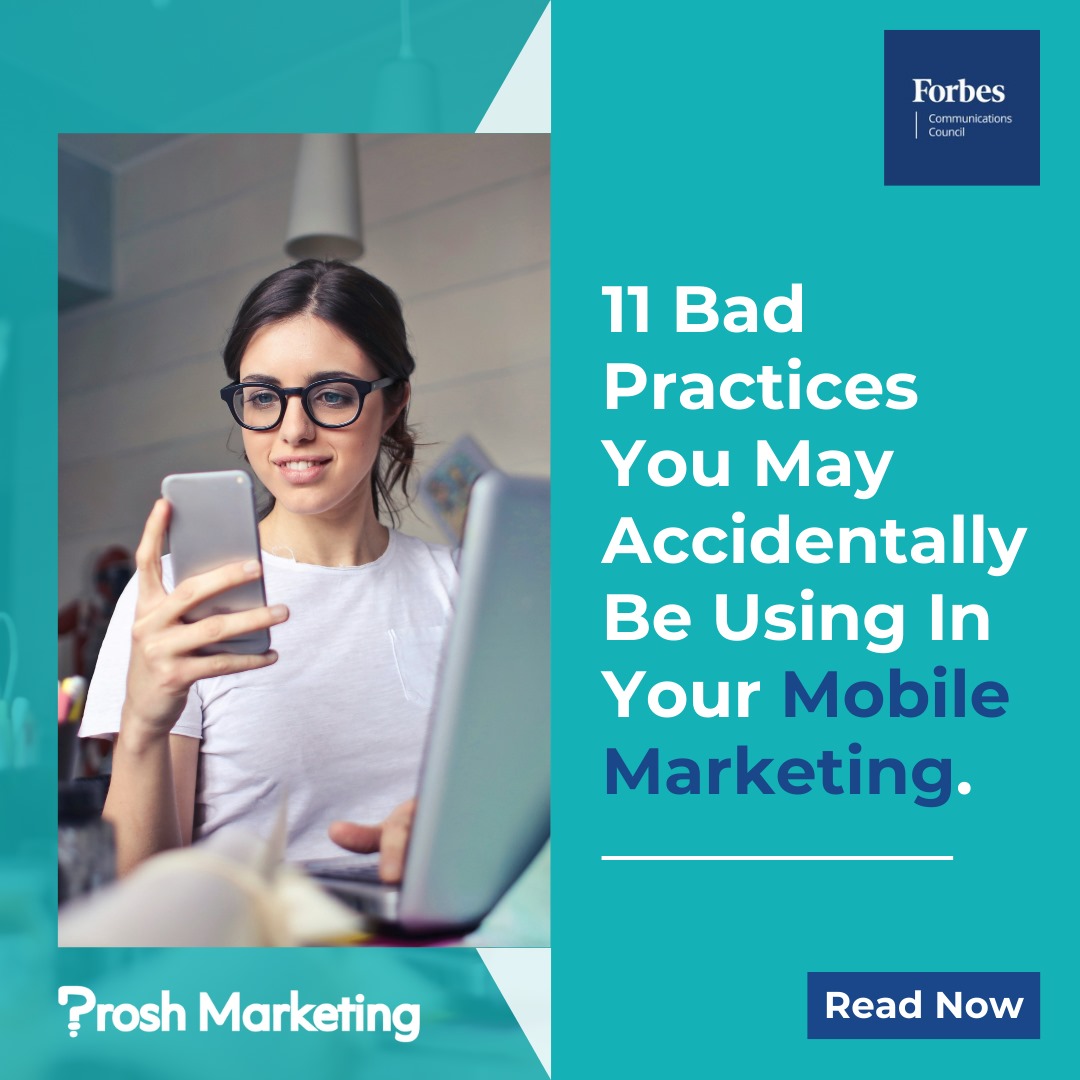 Prosh Marketing (@proshmarketing) on Twitter photo Are mobile marketing mistakes slowing you down?
Our CEO <a href="/RoshniMichelle/">Roshni Wijayasinha</a> shares 11 bad practices that could be harming your efforts. Spot them now and boost your strategy! 📲
#MarketingStrategy #Mobilemarketing #DigitalMarketing
Read more: forbes.com/councils/forbe… Are mobile marketing mistakes slowing you down?
Our CEO <a href="/RoshniMichelle/">Roshni Wijayasinha</a> shares 11 bad practices that could be harming your efforts. Spot them now and boost your strategy! 📲
#MarketingStrategy #Mobilemarketing #DigitalMarketing
Read more: forbes.com/councils/forbe…
