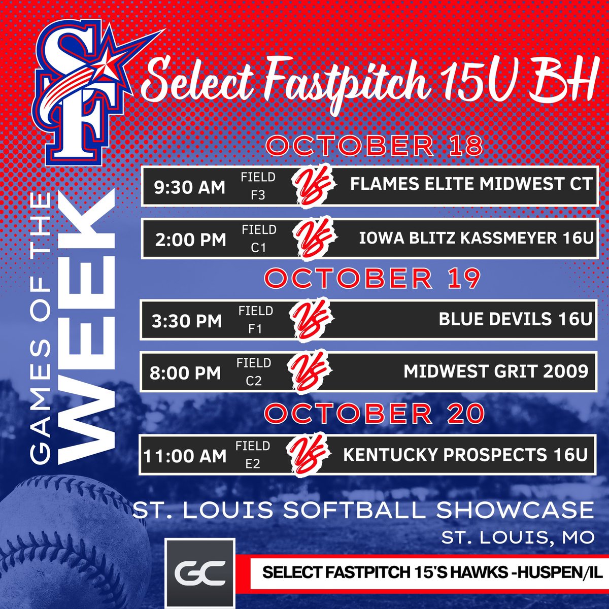 Hailey Huspen (@haileyhuspen) on Twitter photo Ready to play this weekend in St. Louis!
Here's our schedule <a href="/SelectFP15U_BH/">Select Fastpitch 15u BH</a> <a href="/il_hawks/">Illinois Hawks/ IL Hawks Fastpitch/Select FP</a> <a href="/CoachSydney1/">Coach Sydney Singleton</a>
<a href="/JulieHeitman3/">Julie Sewell Heitman</a> <a href="/CoastRecruitsSB/">Coast Recruits π₯</a> Ready to play this weekend in St. Louis!
Here's our schedule <a href="/SelectFP15U_BH/">Select Fastpitch 15u BH</a> <a href="/il_hawks/">Illinois Hawks/ IL Hawks Fastpitch/Select FP</a> <a href="/CoachSydney1/">Coach Sydney Singleton</a>
<a href="/JulieHeitman3/">Julie Sewell Heitman</a> <a href="/CoastRecruitsSB/">Coast Recruits π₯</a>