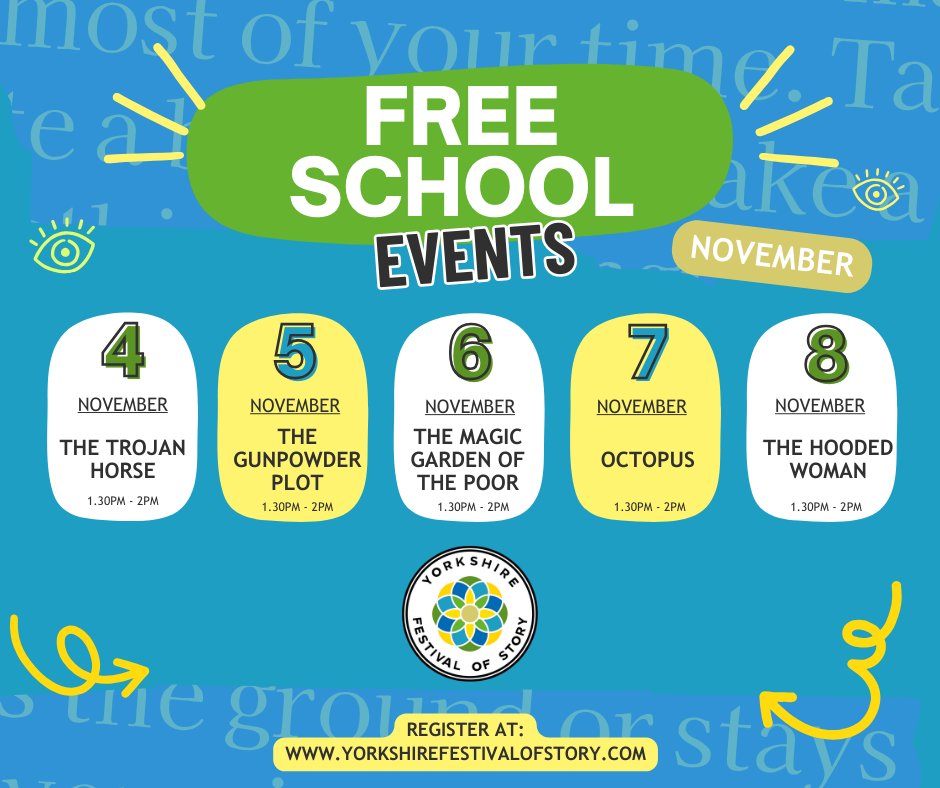 settlestories's tweet photo. Our FREE schools programme for this year's Yorkshire Festival of Story is open for booking! Reserve your spots on these incredible stories for schools #storytelling https://t.co/WjasI4iXqU