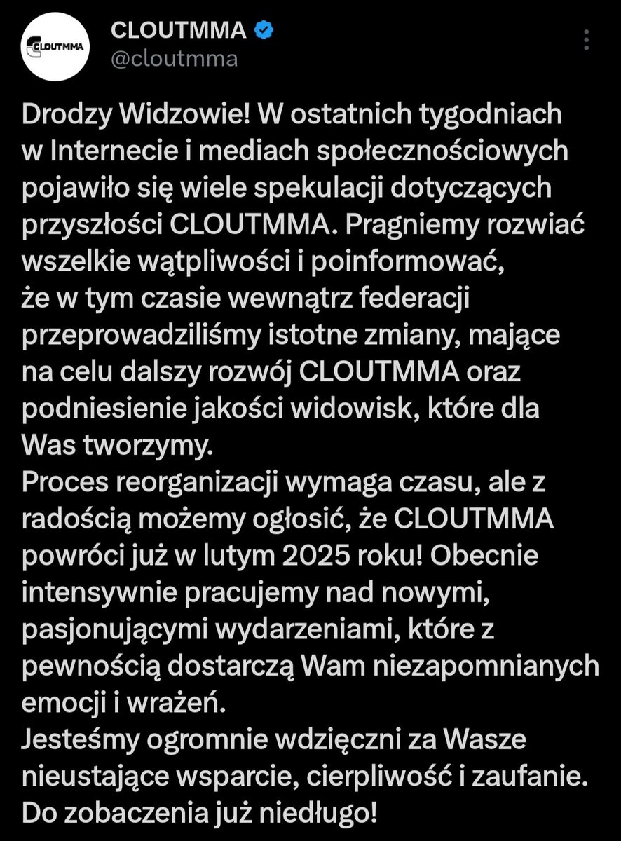 swiatowe_plotki's tweet photo. Clout MMA wraca w lutym 2025 roku! https://t.co/xnwQtlgTxO