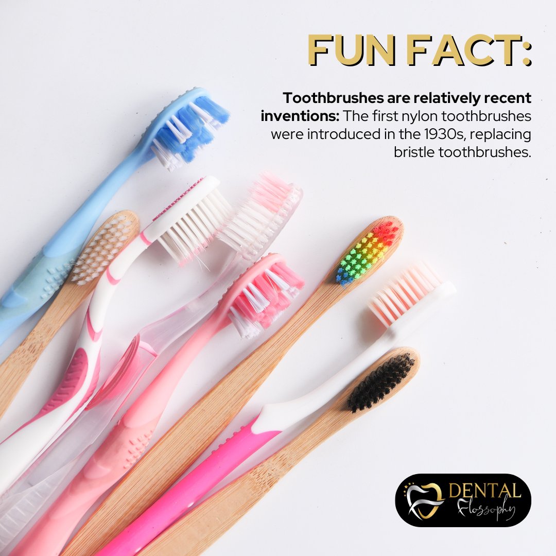 DentalFlossophy's tweet image. Who knew toothbrushes were such a modern marvel? 🦷 The nylon toothbrush only came around in the 1930s, replacing those bristle brushes! What a game-changer for our smiles!

#OrlandoFL #OrlandoDentist #ToothTrivia #DentalFacts #HealthySmiles