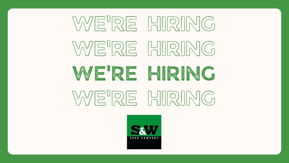 If you enjoy customer service &amp; want to lead a team with new &amp; innovative ideas, apply with S&amp;W Seed Co.! Complete with a competitive salary, awesome benefits, &amp; a collaborative work environment, this role will make a real impact every day! Learn more at: ow.ly/pGxL50TMNPN
