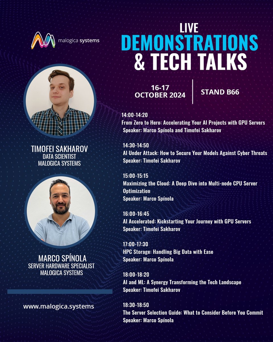 systemsmalogica's tweet image. New Tech Talk Happening soon at the @madridtechshow in @IFEMA

The Server Selection Guide: What to Consider Before You Commit

When: 18:30-18:50
Where: Pavilion 9, stand B66
Key Speaker : Server Hardware Specialist, Marco Spínola

#madridtechshow #customservers