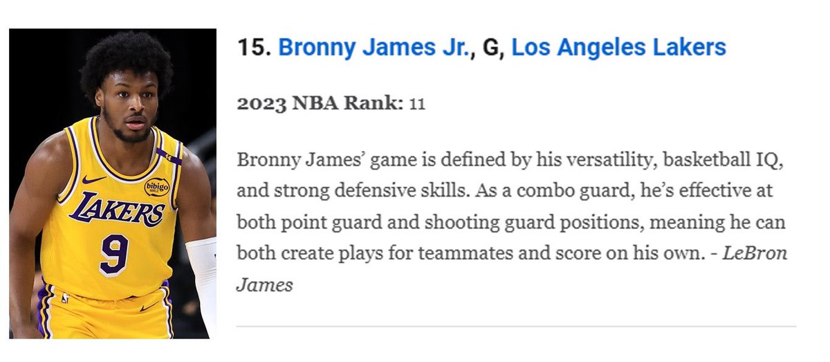 bronny james espn ranking