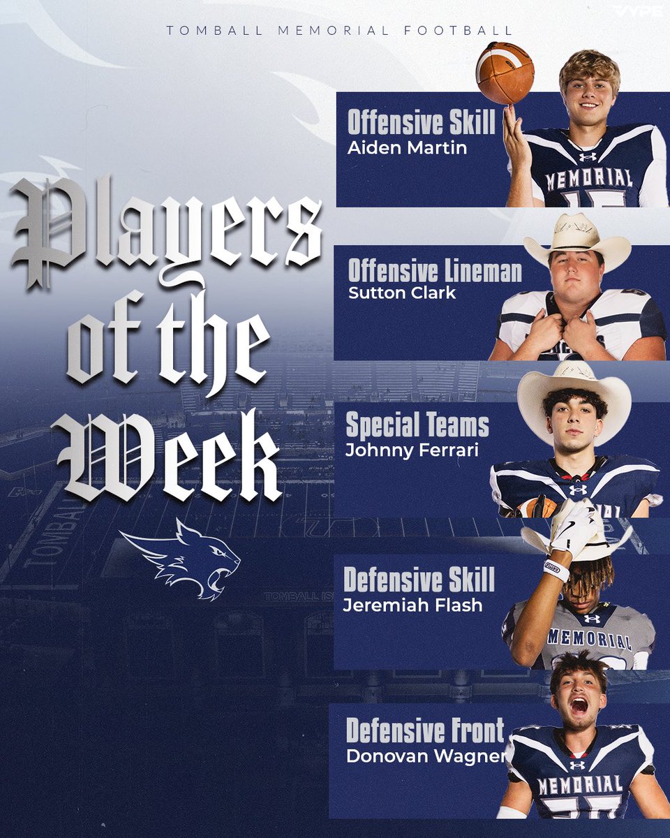 Congrats to our Players of the Week vs. Klein Collins. Keep up the great work, CATS! #FPF #BECATS