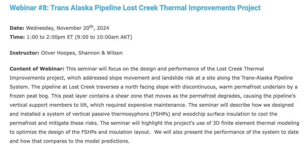 ARCUS (@arcticresearch) on Twitter photo The next United States Permafrost Association (<a href="/uspermafrost/">uspermafrost</a>) technical training webinar with Oliver Hoopes from Shannon & Wilson, Inc is happening 20 November at 1pm ET. Learn more & register at: uspa.memberclicks.net/webinar8 The next United States Permafrost Association (<a href="/uspermafrost/">uspermafrost</a>) technical training webinar with Oliver Hoopes from Shannon & Wilson, Inc is happening 20 November at 1pm ET. Learn more & register at: uspa.memberclicks.net/webinar8
