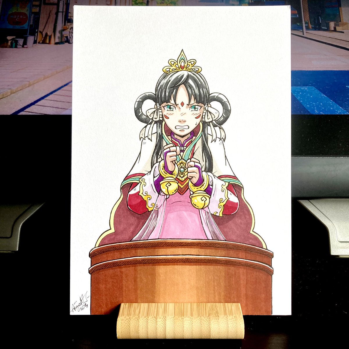 AtelierAngelMJ's tweet photo. Objection ! C'est le retour du Ace October !

12 - Rayfa Padma Khura'in

Format A5, feutres Alcool ProMarker https://t.co/0PWn4Z5sTK