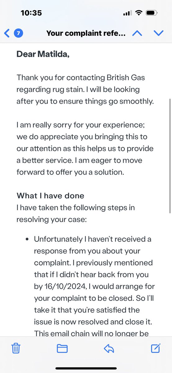 tillysalter's tweet photo. @BritishGas your complaints procedure is a JOKE. I have responded 15 times to my case handler including phone calls to BG on this and received this email today saying not heard from me. How can I get my complaint resolved if I am ignored? https://t.co/2pziyEbz8B