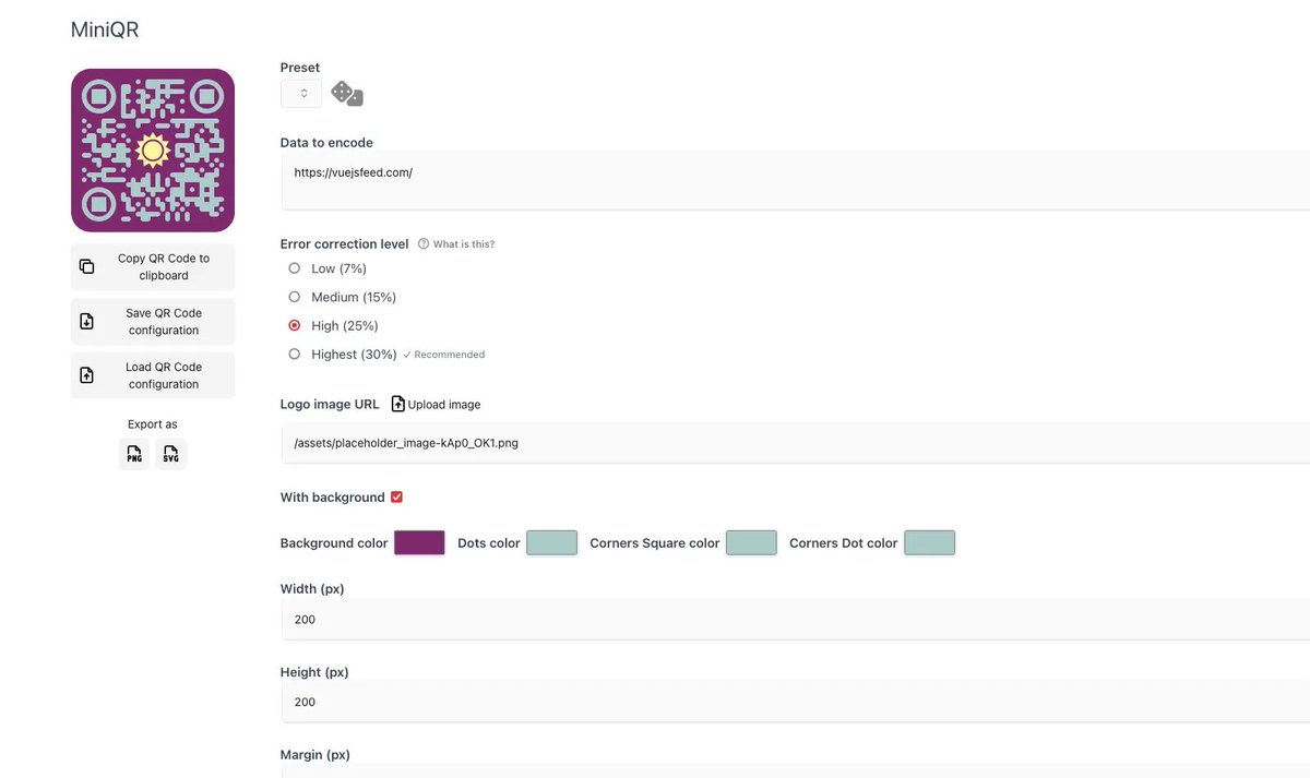 vuejsfeed's tweet image. Looking for a responsive QR generator? ↔
Check out MiniQR, a sleek QR code generator built with Vue.js.
With plenty of customization options, you can create unique codes that fit your style.
Try it out here: mini-qr-code-generator.vercel.app
#VueJsFeed #VueJs