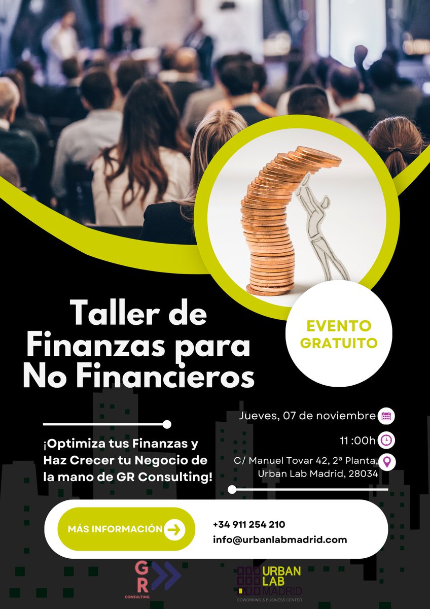 El próximo 07 de noviembre a las 11:00h, Urban Lab Madrid acogerá el taller “Finanzas para No Financieros”, impartido por Greta Rangel, Consultora y Mentora de negocios, Fundadora de GR Consulting.
#TallerGratuito #Evento #Finanzas

urbanlabmadrid.com/finanzas-para-…