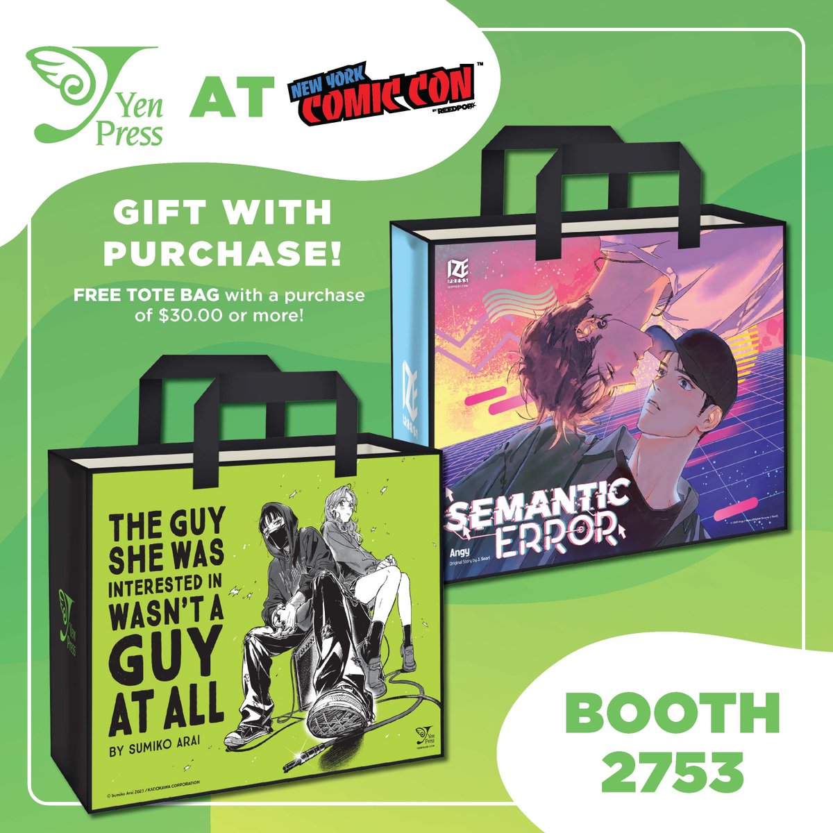 ⏰24 HOURS UNTIL #NYCC⏰

Feast your eyes on all the giveaway goodies we'll be bringing to #NYCC Booth 2753!

Get all the details of Yen Press @ #NewYorkComicCon2024 here! ➡️ buff.ly/4gZi9cO