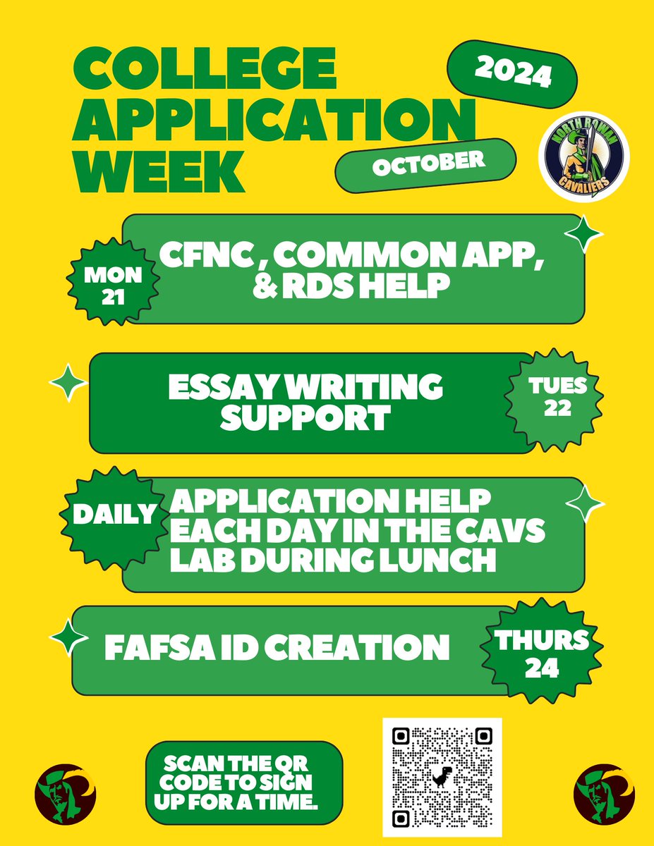 TrueNorth_NRHS's tweet photo. College application week starts next week! Check out some of the great events that we will have for our students. Sign up now! https://t.co/5PLnhiZJvD