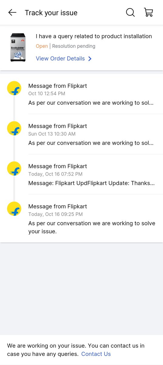 shahd794's tweet photo. Ordered a Samsung washing machine It was delivered on the 2nd oct,and it showed that the installation would be done before the 5th Oct.However, today is the 16th of Oct, and the installation has not been done yet I have created many complaints, but I  not received a proper answer https://t.co/H40SpQG6NI