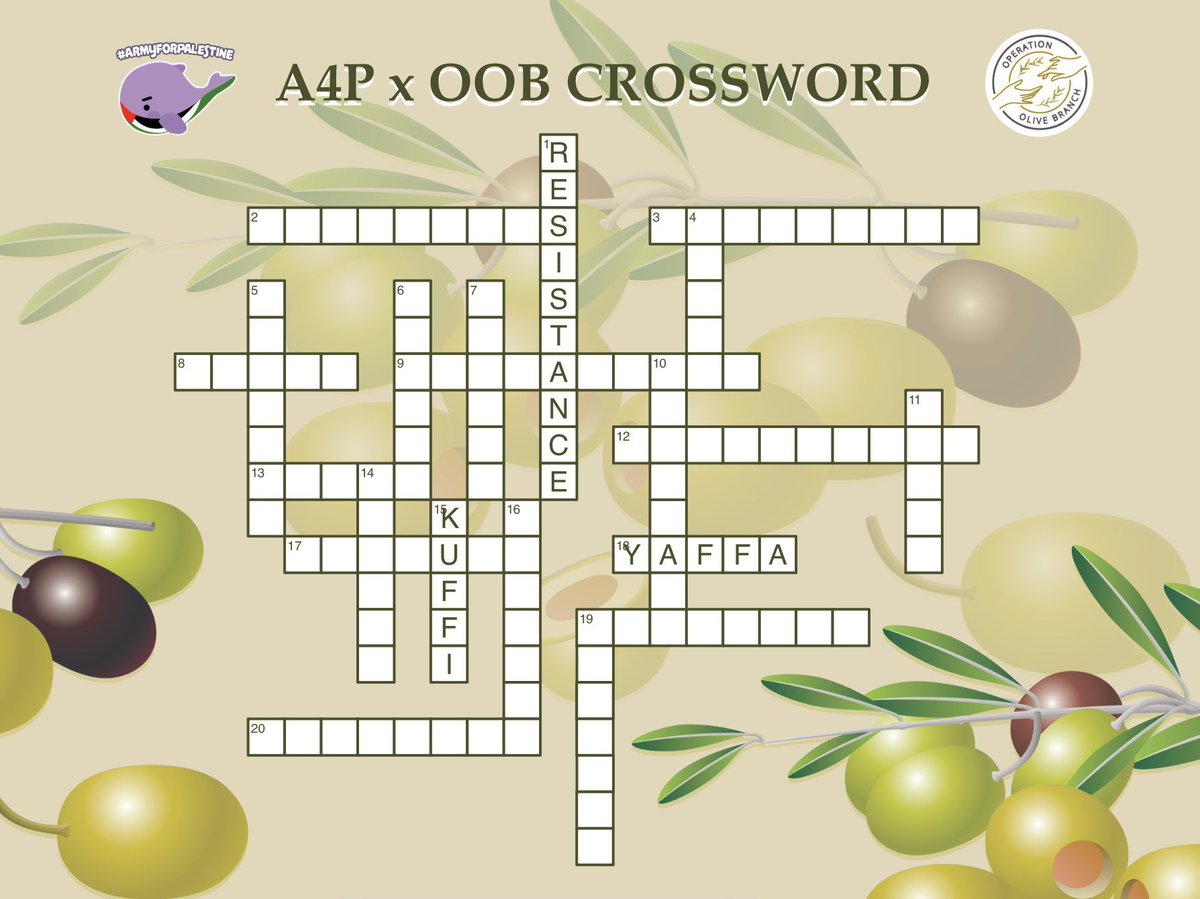 ARMY4Palestine's tweet image. ARMY, POMICHODAI!!! You have reached $450! 👏🏼Keep it up! Keep sharing the campaign and donating! Don’t forget to fill out the form: docs.google.com/forms/d/e/1FAI…

You got the third word, right? Everyone knows out beloved kuffi 🐳. Here’s the clue you have unlocked for 8 across:…